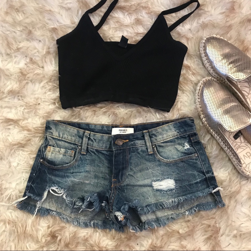 Dark denim cut off shorts